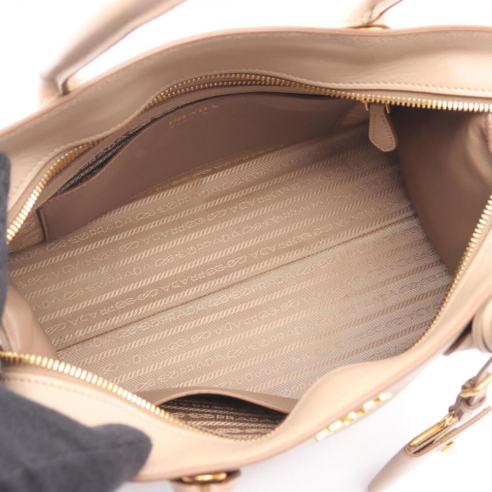 Prada Esplanade Handbag Leather Beige SAFFIANO CITY